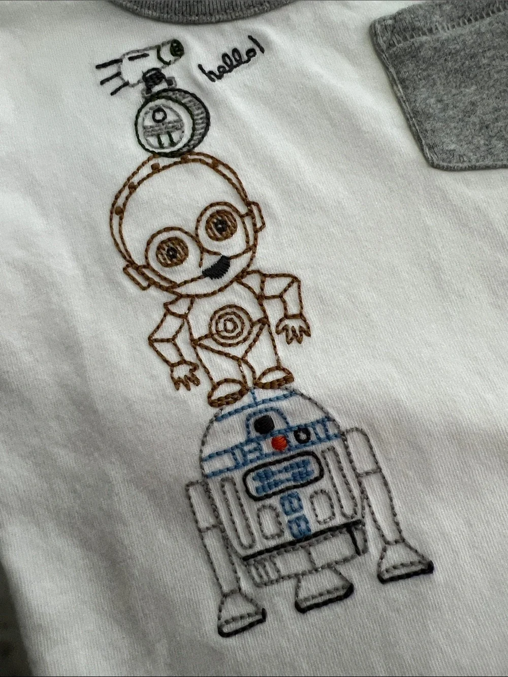 GAP BABY White & Gray Star Wars Droid Embroidered Baby Bodysuit 12-18 months
